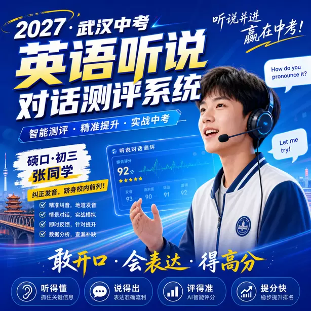武汉中考听说机考只背单词不练口语行不行硚口&middot;初三张同学（纠正发音，跻身校内前列）